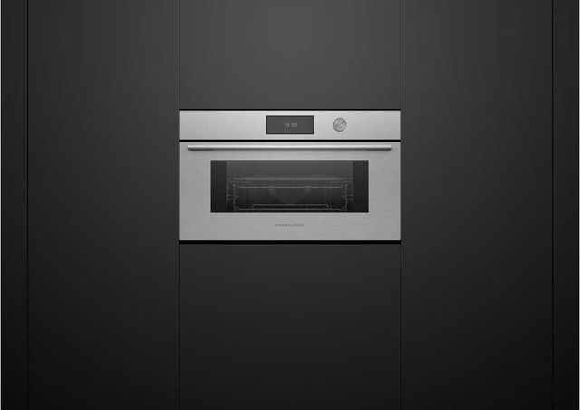 Fisher & Paykel Series 9 Contemporary 30" Brushed Silver Glass Compact Convection Speed Oven-2