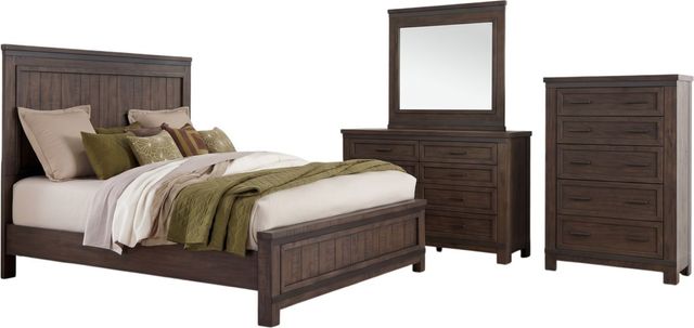 Liberty Furniture Thornwood Hills 4-Piece Rock Beaten Brown King Panel Bed Set-0