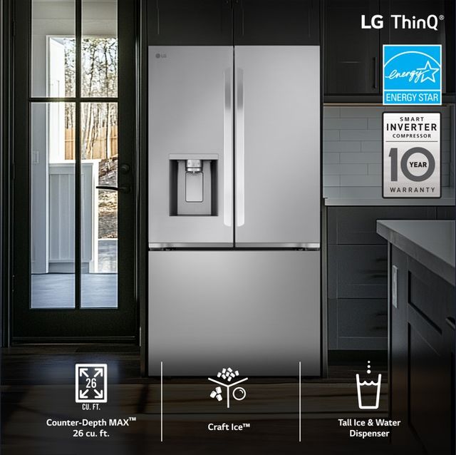 LG 36" 25.5 Cu. Ft. PrintProof™ Stainless Steel Counter Depth Max™ French Door Refrigerator with Craft Ice™ -2