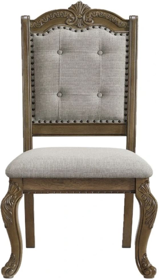Elements International Madison Park Beige/Brown Dining Side Chair -1