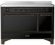 Ilve® Majestic III 48" Glossy Black Pro Style Induction Range with Solid Door and Burnished Trim-0