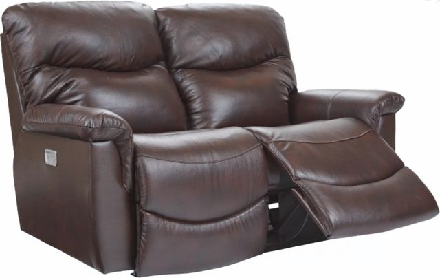 La-Z-Boy® James Walnut Leather Power Reclining Loveseat with Headrest-3