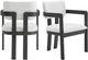 Elements International Portland Black/Snow White Upholstered Dining Arm Chair-4
