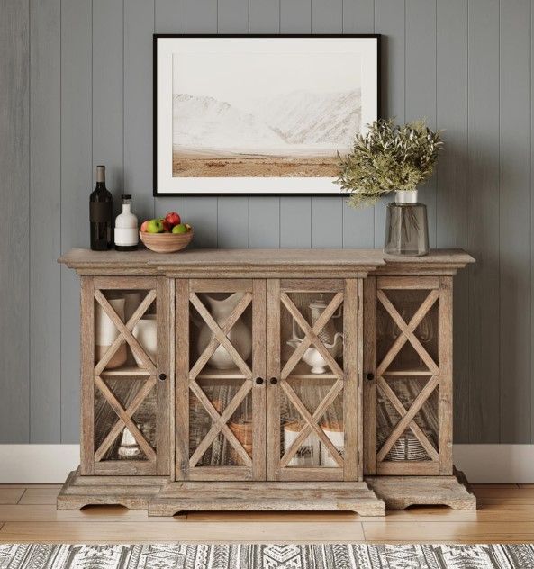 Jofran Inc. Carrington Bisque Small Breakfront Cabinet-1