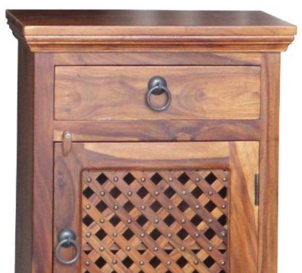 Jaipur Furniture Ganga Latic Brown Right Handle Jali Bedside Table-2