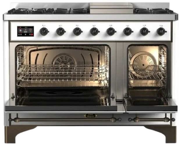 Ilve® Majestic III 48" Custom Pro Style Dual Fuel Natural Gas Range with Griddle and Burnished Trim-1
