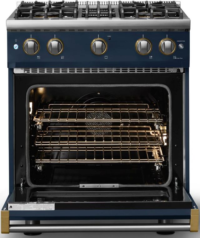 Viking® 5 Series 30" Slate Blue Pro Style Gas (LP) Range with Brushed Brass Trim-1