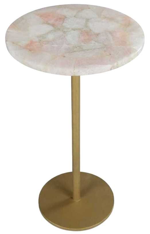 Steve Silver Co. Rosie Pink Chairside Table with Gold Base-1