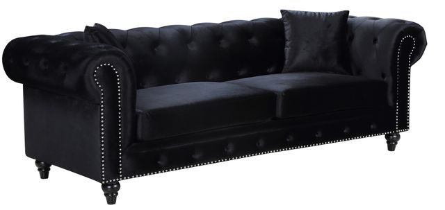 Meridian Furniture Chesterfield Black Velvet Sofa-0