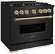 ZLINE Classic Autograph Edition 36" Black Stainless Steel Pro Style Gas Range with Champagne Bronze Accents-2