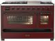 Ilve® Majestic III 48" Burgundy Pro Style Dual Fuel Natural Gas Range with Triple Glass Door and Burnished Trim-1
