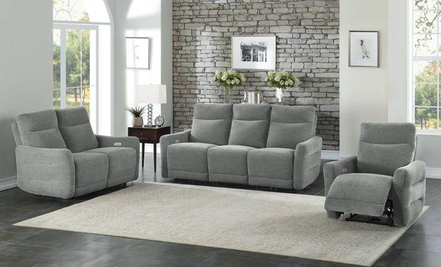 Homelegance® Edition Dove Gray Power Recliner with Power Headrest-1