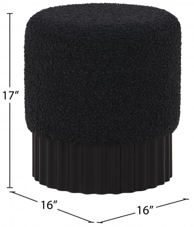 Meridian Furniture Veranda Black Boucle Fabric Ottoman-2