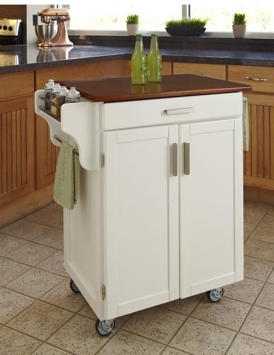 homestyles® Cuisine Cart Medium Oak/White Kitchen Cart-2