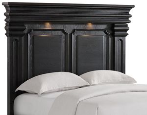 Elements International Kings Court Black Queen Headboard with LED Light and 2 USB