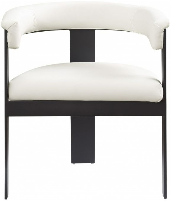 Meridian Furniture Romeo Cream/Matte Black Vegan Leather Dining Chair-1