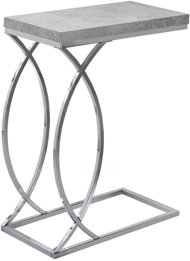Monarch Specialties Inc. Grey Cement Top with Chrome Metal Base Accent Table-0