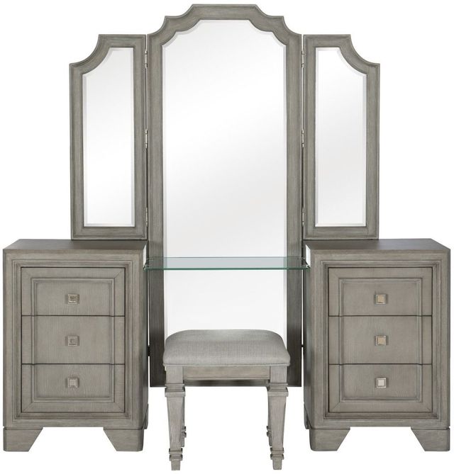 Mazin Furniture Colchester Driftwood Gray Vanity Stool-3