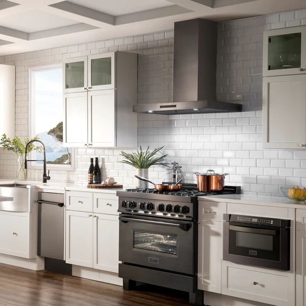 ZLINE 36" Black Stainless Steel Convertible Vent Wall Mounted Range Hood-1