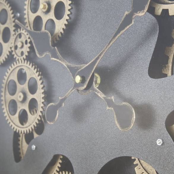 YHD Black/Gold Pocket Watch Gear Clock-4