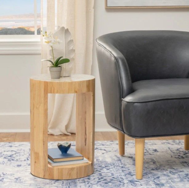 Linon Capiz Beige Side Table-1