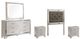 Signature Design by Ashley® Lonnix 5-Piece Silver Twin Upholstered Panel Headboard Bed Set-0