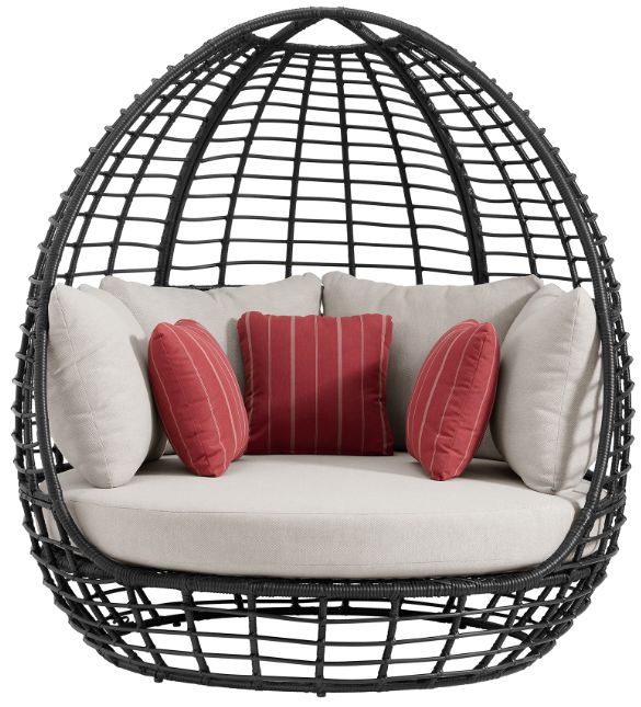 Elements International Playa Dark Gray/Olefin Beige Twin Fabric/Metal Outdoor Egg Chair-2