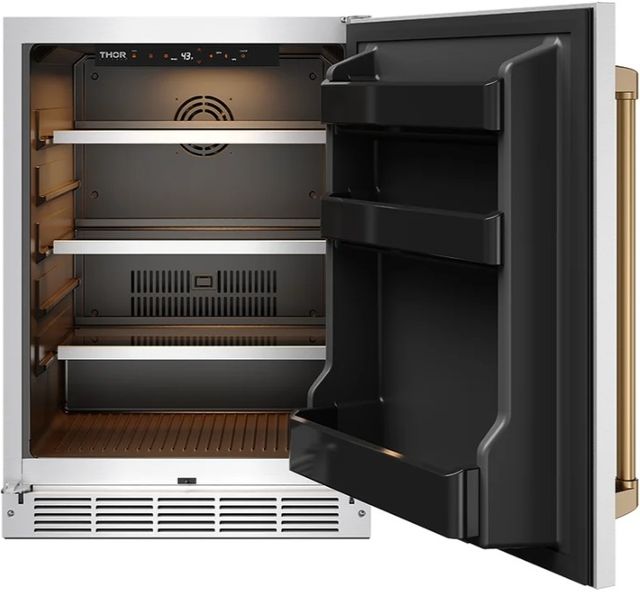 Thor Kitchen Gordon Ramsay Collection 24” 5 Cu. Ft. Stainless Steel Built-In Undercounter Outdoor Beverage Cooler with Bronze Handle-4