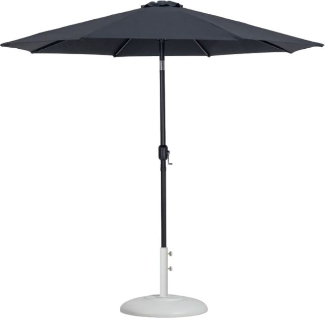 Meridian Furniture Fiji Black/Matte Black/Matte White Aluminum Outdoor Patio Umbrella and Round Base-0