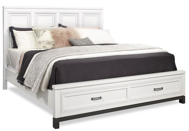 aspenhome® Hyde Park White Paint California King Panel Storage Bed-0