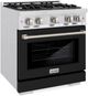 ZLINE Select 30" Satin Stainless Steel Pro Style Dual Fuel Range with Black Matte Door-2