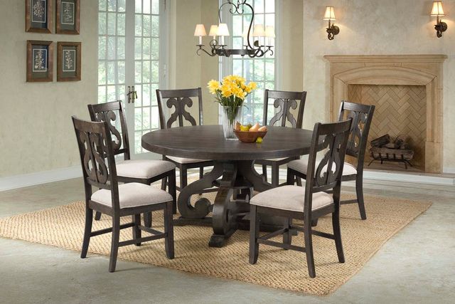 Elements International Stone Charcoal Round Dining Table-1