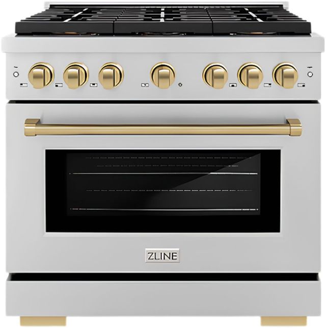 ZLINE Autograph Edition Paramount 36" Stainless Steel Pro Style Gas Range with DuoPro™ Cooktop and Champagne Bronze Accents-0