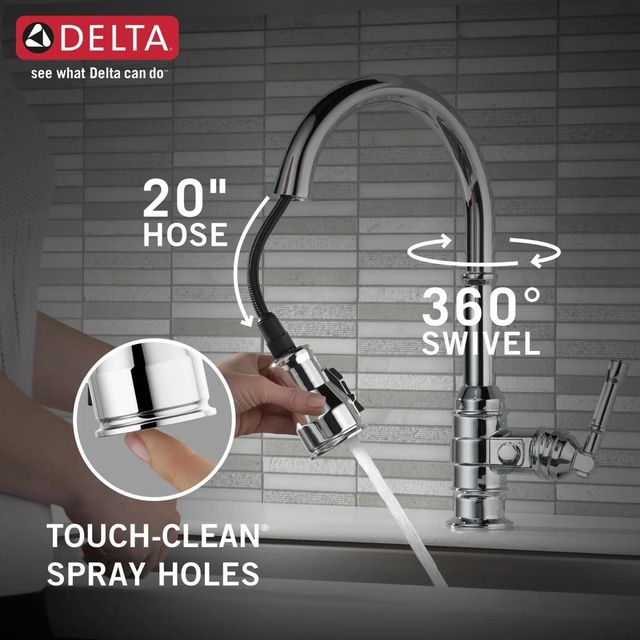 Delta Broderick® Chrome Single Handle Kitchen Faucet-3