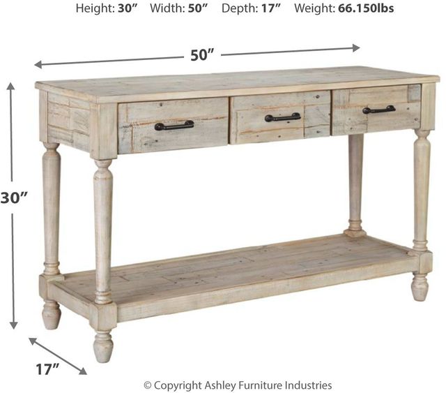 Signature Design by Ashley® Shawnalore Whitewash Sofa Table-3