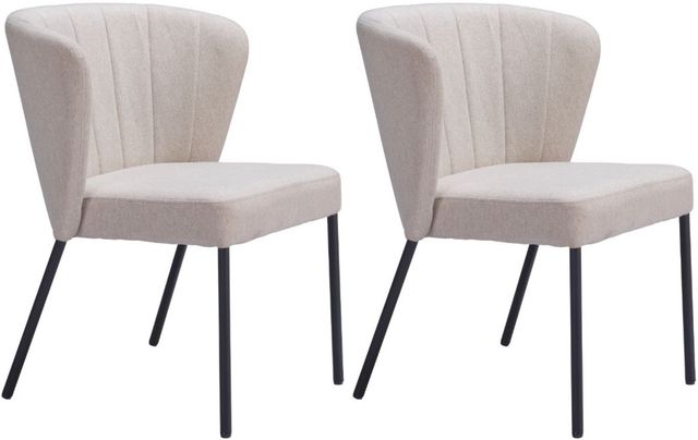 Zuo® Modern Aimee 2-Piece Beige/Black Dining Side Chair Set-0