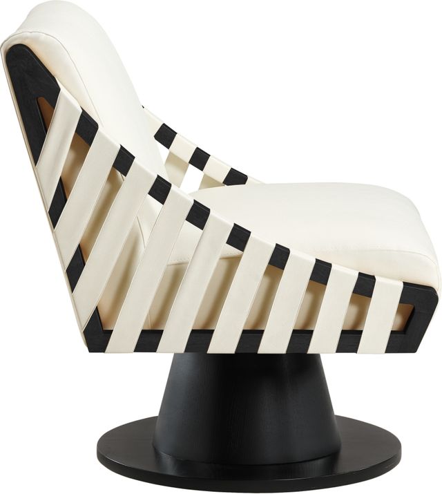 Meridian Furniture Millwin Cream/Black Vegan Leather Swivel Accent Chair-2