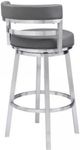 Armen Living Madrid Brushed Stainless Steel/Gray Bar Stool-3