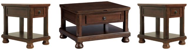 Signature Design by Ashley® Porter 3-Piece Rustic Brown Living Room Table Set-0
