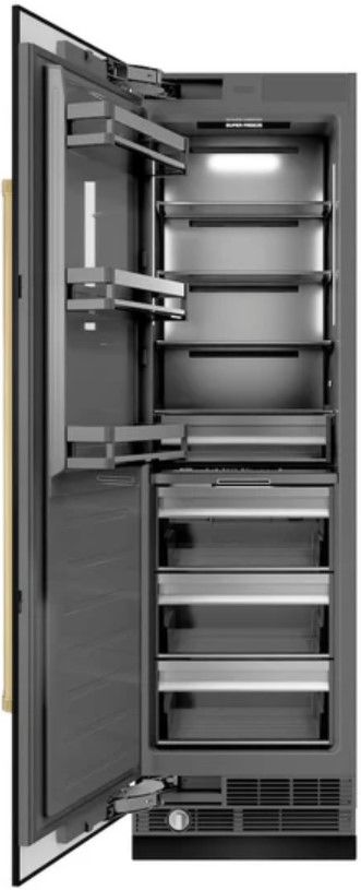 ZLINE Autograph Edition 24 in. 12.4 Cu. Ft. Column Freezer in Black Stainless Steel with Graphite Gray Interior and Polished Gold Accents-1