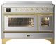 Ilve® Majestic III 48" Stainless Steel Pro Style Induction Range with Triple Glass Door and Brass Trim-0