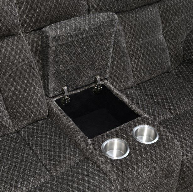 New Classic® Home Furnishings Bravo Charcoal Dual Manual Reclining Console Loveseat-4