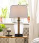 Cal® Lighting & Accessories Salford Black/Glass/Oak Table Lamp-1