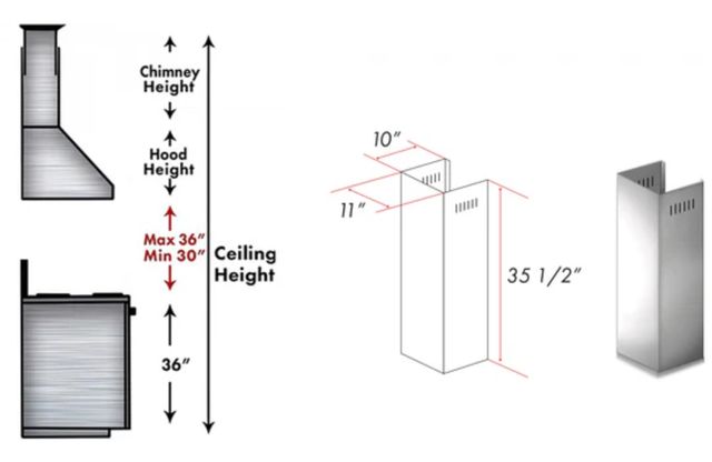 ZLINE 36" Stainless Steel Chimney Extension -1