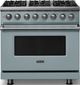 Viking® 5 Series 36" Novembery Sky Pro Style Dual Fuel (LP) Range with Polished Chrome Trim-0