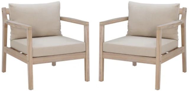 Linon Svana 2-Piece Beige/Natural Fabric/Wood Outdoor Side Chair Set-0