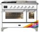 Ilve® Majestic III 48" Custom Pro Style Dual Fuel Liquid Propane Range with Triple Glass Door and Chrome Trim-0