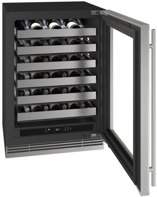 U-Line®  Home Collection 24" 5.1 Cu. Ft. Stainless Steel Wine Refrigerator with Glass Door-2