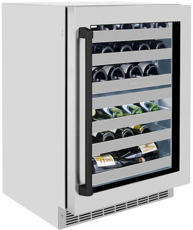 ZLINE Touchstone Autograph Edition 24" 4.8 Cu. Ft. Stainless Steel Wine Cooler with Glass Door and Matte Black Handle-3