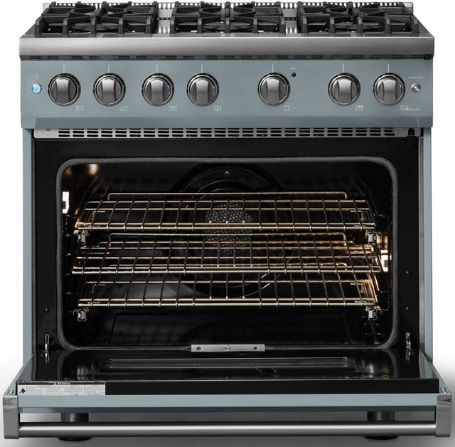 Viking® 5 Series 36" Novembery Sky Pro Style Gas (LP) Range with Polished Chrome Trim-1